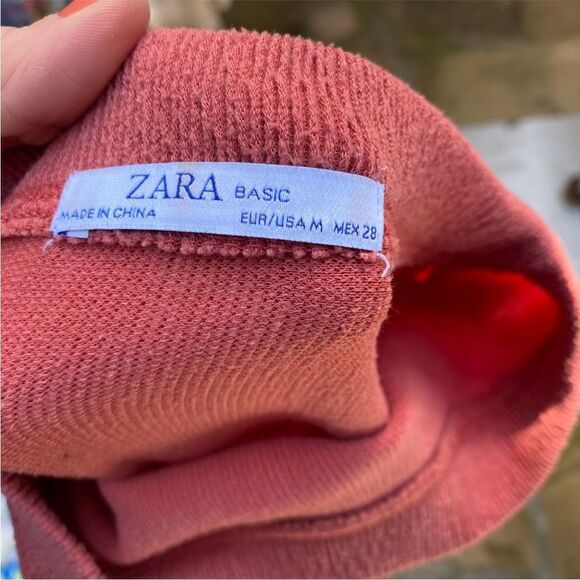 Zara Basic Ruffle Gathered Top Coral Pink Size M - Picture 4 of 7